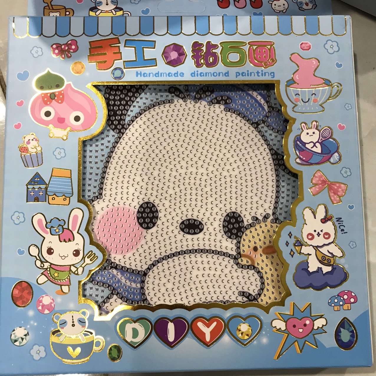 Tranh Đính Đá, COMBO 3 TRANH NGẪU NHIÊN, Tranh Đính Đá Tự Làm Kèm Khung 20x20cm, Quà Tặng Sinh Nhật Cho Bé Gái