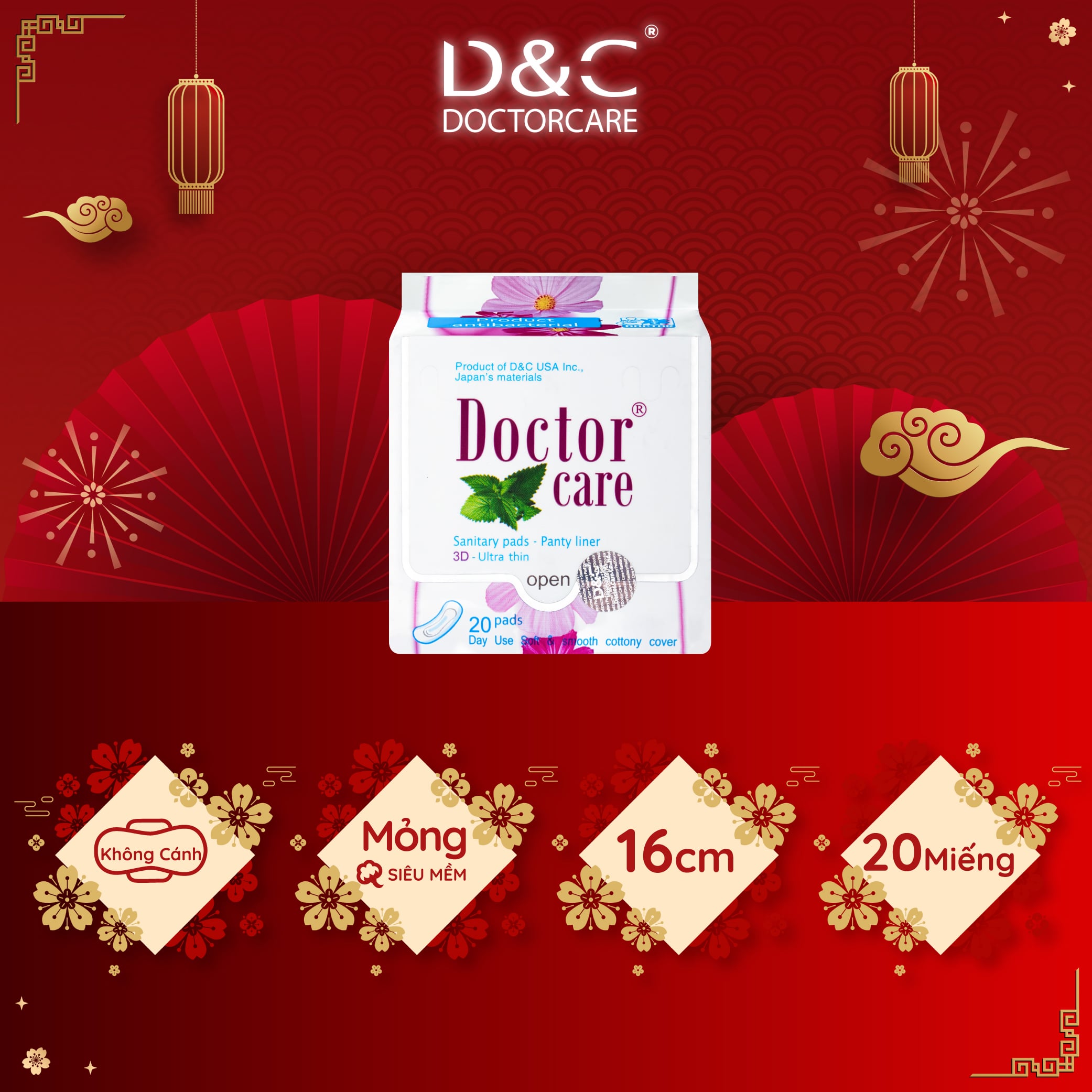 Băng vệ sinh hàng ngày thảo dược Doctor Care 16 cm 1 gói