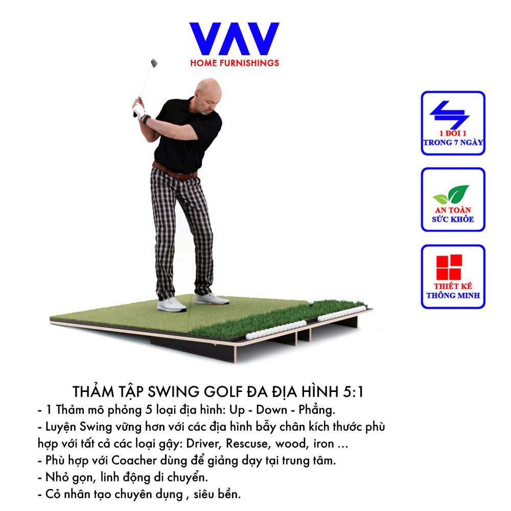 Thảm golf, thảm tập swing golf, thảm golf gấp gọn mô phỏng 5 loại địa hình.