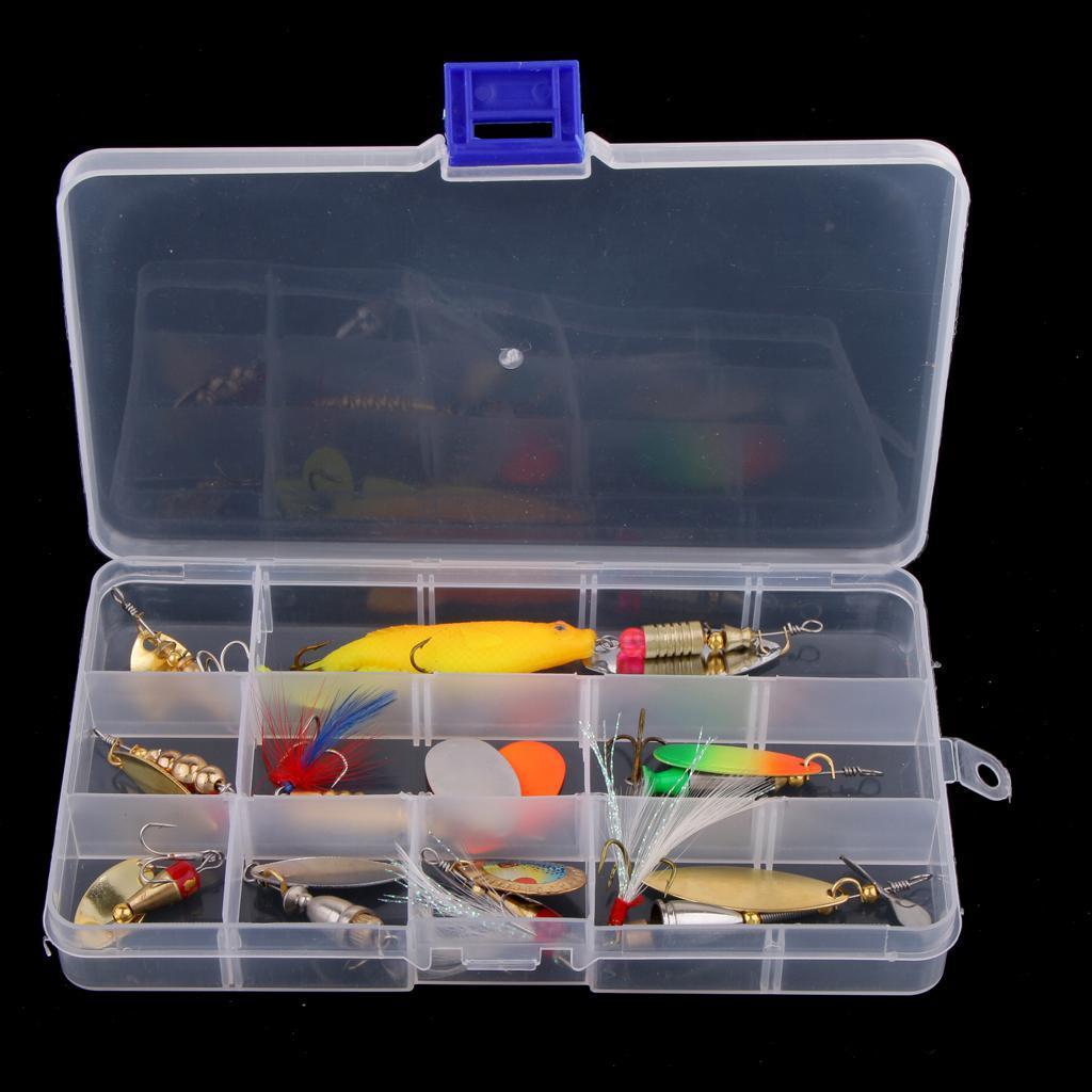 9pcs Metal Fishing Lures Treble Hooks Spinner Baits & Spoons Bass Trout Salmon Freshwater & Saltwater