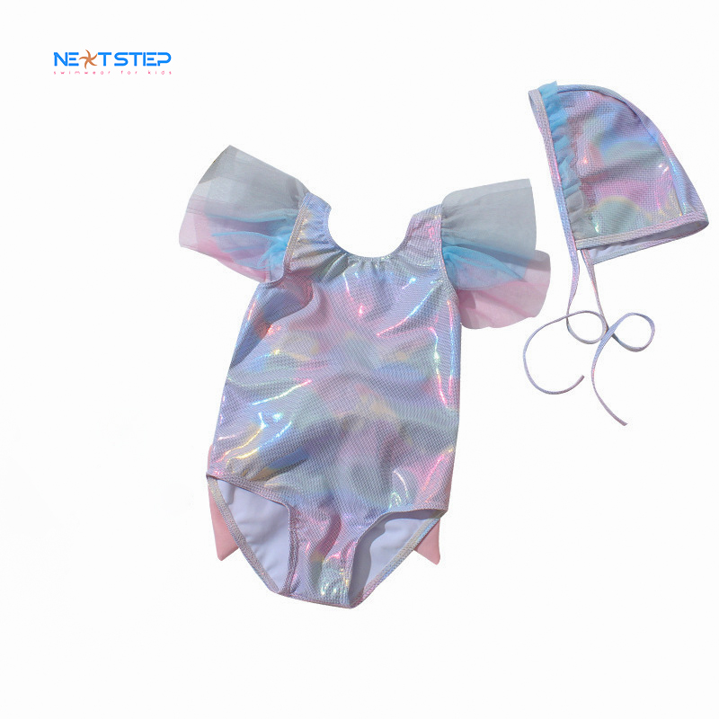 Đồ bơi bé gái Bikini một mảnh thiết kế nơ đính kèm vải lưới siêu dễ thương cho bé gái từ 7kg đến 25kg