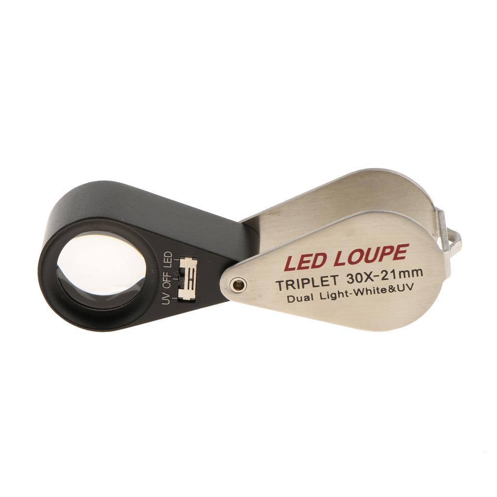 Glass Lens Jewelry  LED Light Magnification  Black 10X