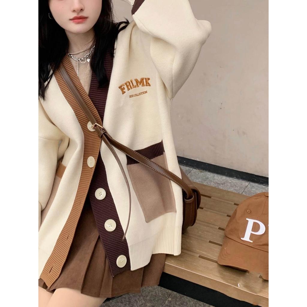 Áo khoác cardigan dệt kim phong cách retro cổ điển