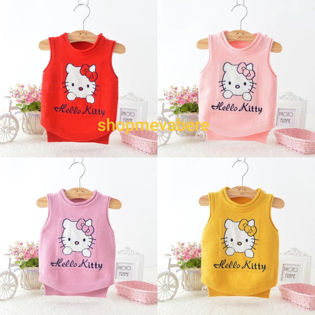 Áo Ghi Lê Len Mèo Hello Kitty đáng yêu cho bé trai và bé gái sơ sinh từ 9-18kg Mẫu hot nhất Thu Đông 2021 - GHILE07