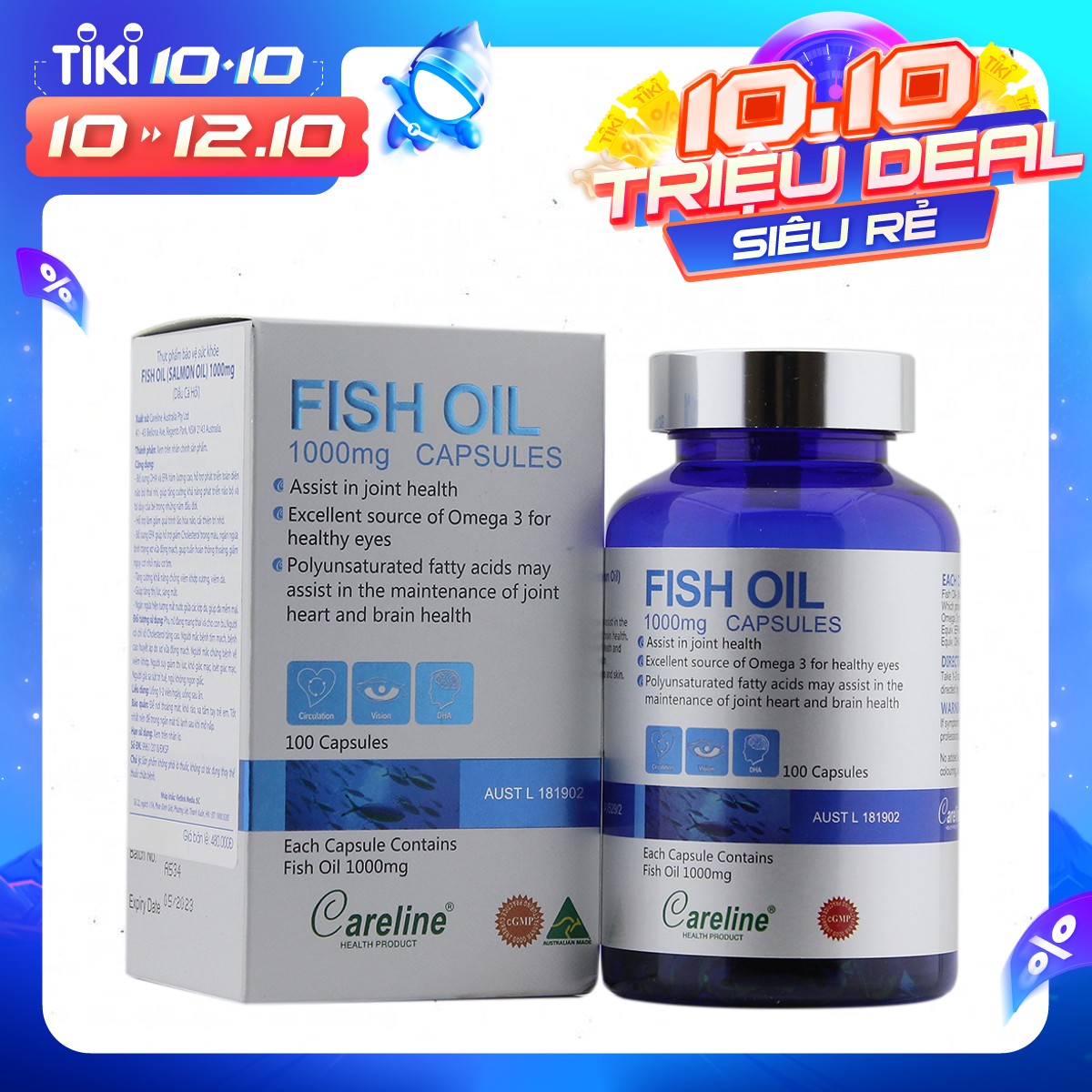  Viên uống dầu cá hồi Omega 3 Salmon Fish Oil Careline