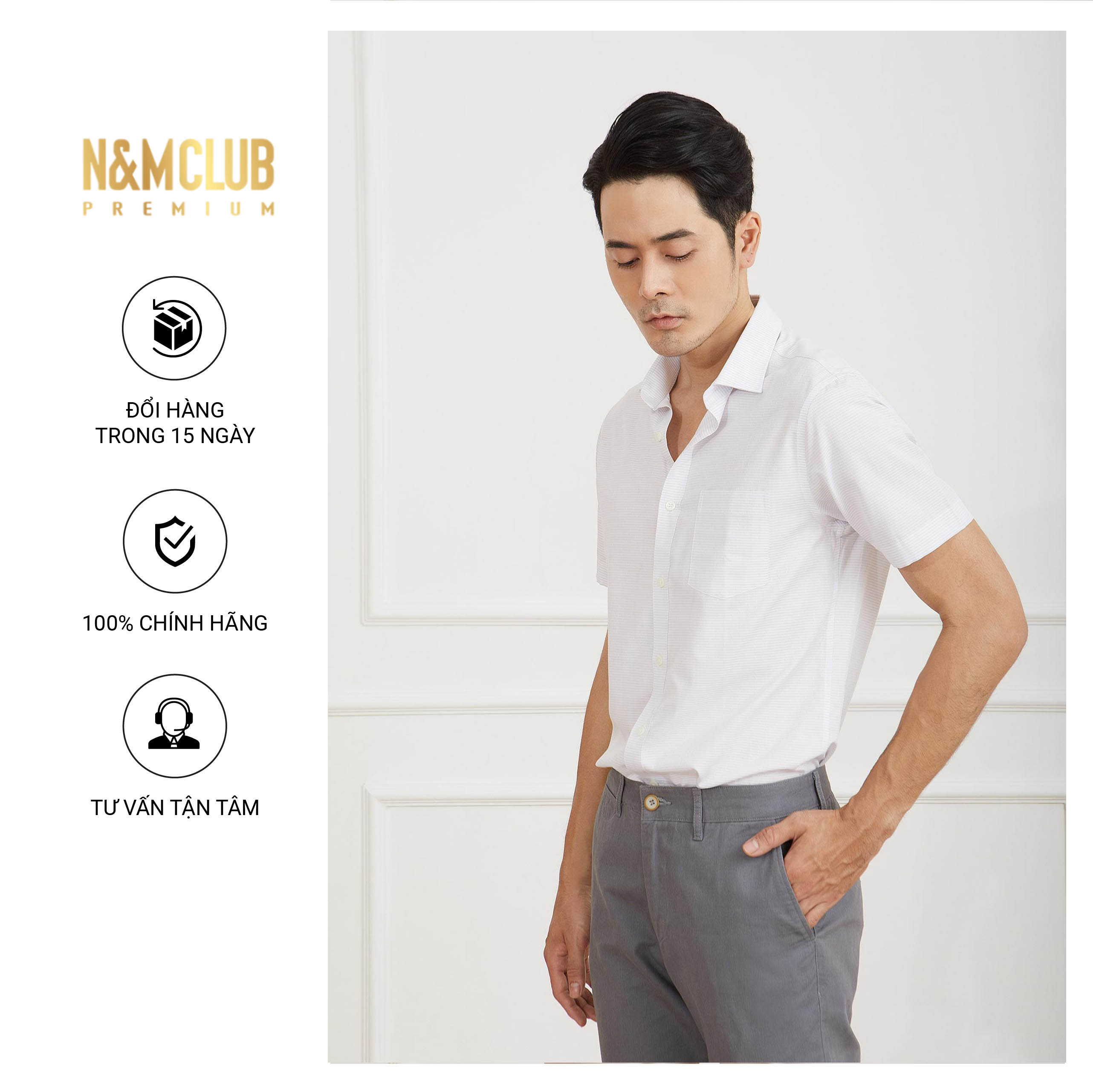 Áo Sơ Mi Nam N&amp;MCLUB Tay Ngắn Caro mã 2104017
