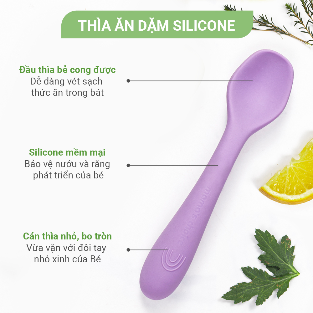 Bộ Ăn Dặm Cho Bé Thương Hiệu Mama's Choice, Combo Ăn Dặm Bát-Khay-Yếm-Thìa-Cốc Silicone Cao Cấp