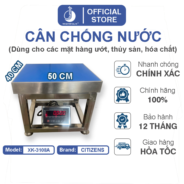 Cân Điện Tử Chống Nước XK3108A - Mặt Bàn Cân Inox 400X500MM