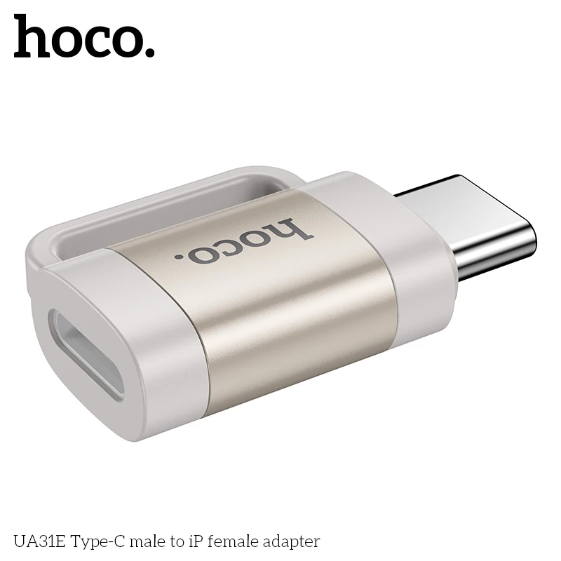Đầu chuyển đổi cáp sạc (L to C) Hoco UA31E hỗ trợ sạc nhanh PD 60W cho điện thoại _ Hàng chính hãng