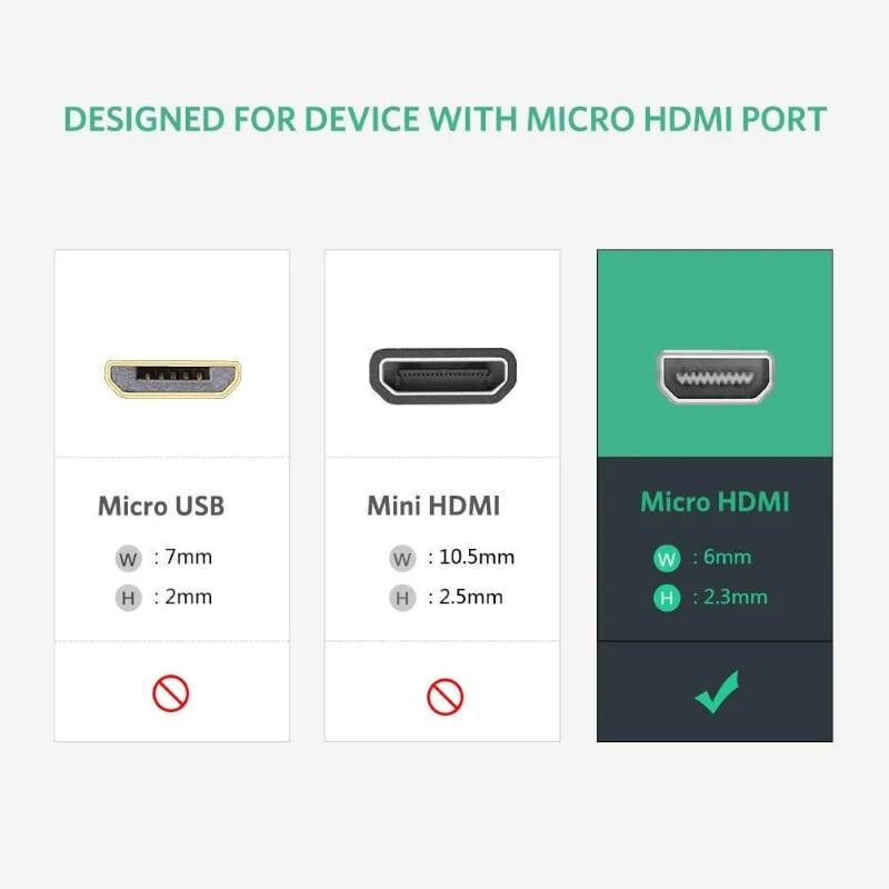 Ugreen UG30355MM115TK 30CM màu Đen Bộ chuyển Micro HDMI sang HDMI + VGA kèm cổng âm thanh - HÀNG CHÍNH HÃNG