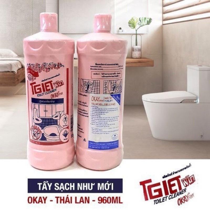 Chai tẩy toilet bồn cầu OKAY Thái Lan 960ml. Chai tẩy bồn cầu đánh bay mọi vết bẩn cứng đầu