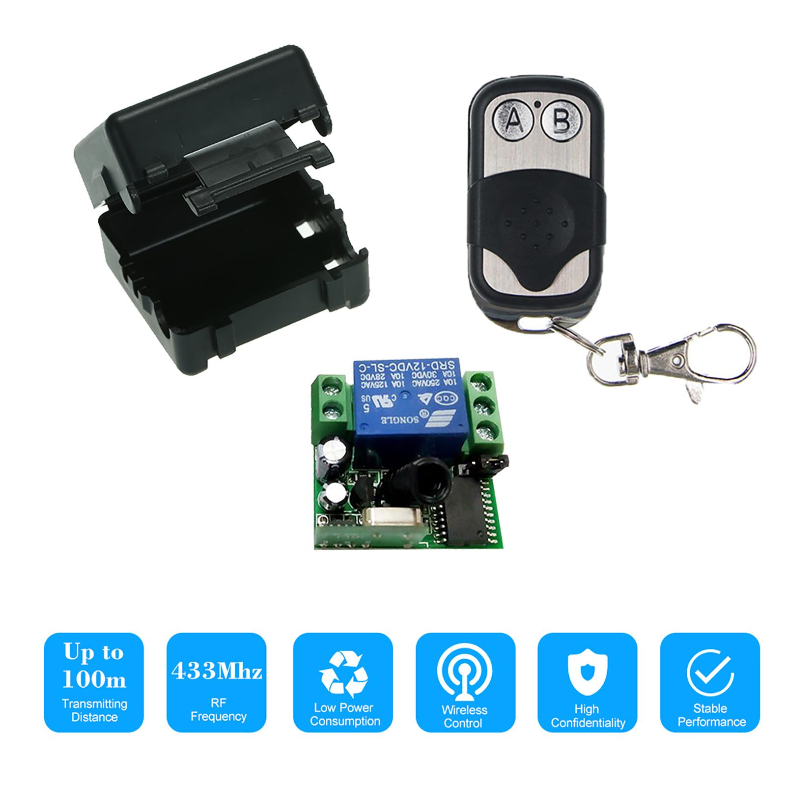 Smart Home 433Mhz DC 12V 1CH Wireless Remote Switch Relay Receiver Transmitter Universal Remote Control Switch Module and 1PCS RF Transmitter Remote Controls 1527