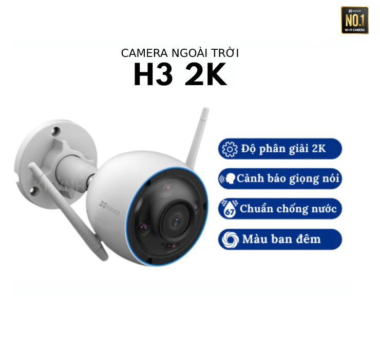 Camera Wifi EZVIZ Ngoài Trời H3 3MP 2K Siêu Nét, Tích Hợp AI Nhận Diện Người Và Xe, Màu Ban Đêm, Đàm Thoại 2 Chiều - Hàng chính hãng