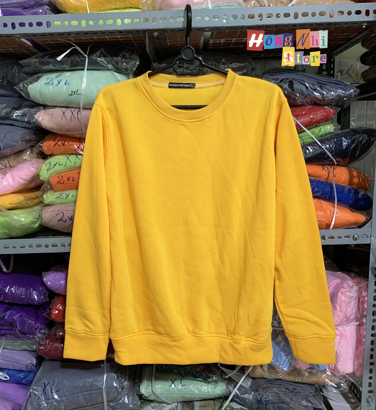 Áo Sweater Trơn Chất Nỉ Lót Bông Màu Vàng - Sweater Unisex - MM