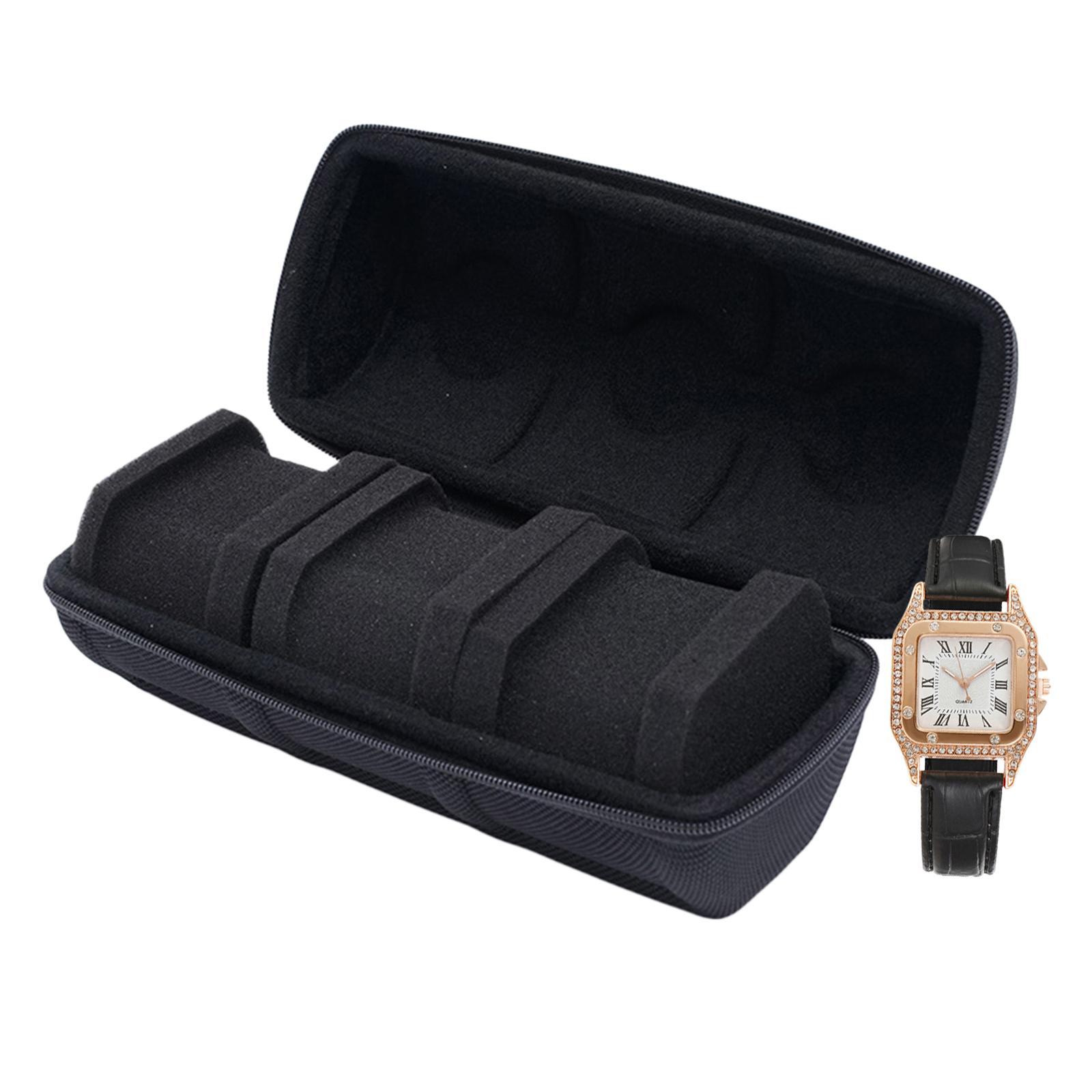 3 Slots Watch Roll Travel Case Watch Display Holder Organizer Portable Anti-fall