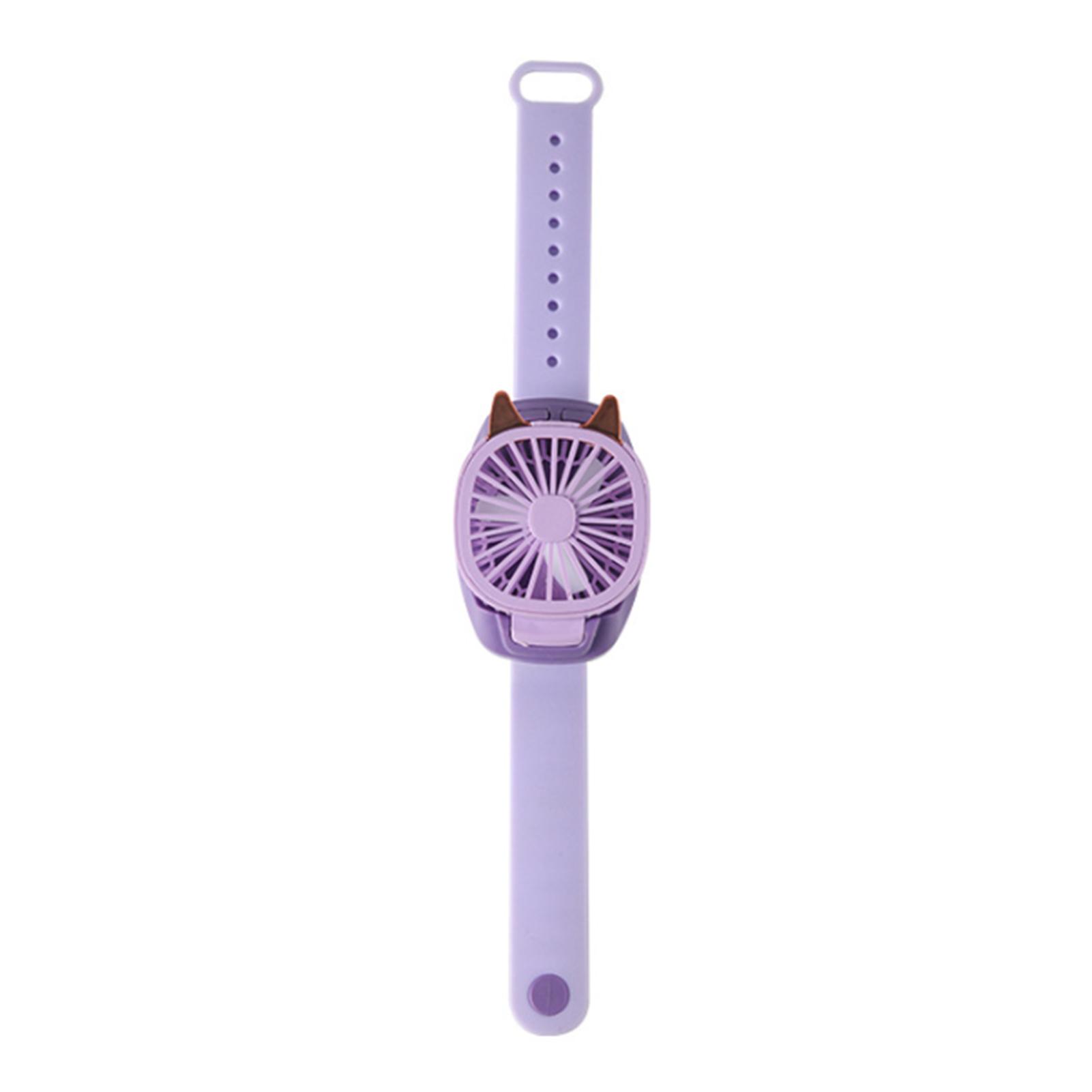 Đồng hồ quạt mini cầm tay tích hợp đèn LED dành cho trẻ em, sạc USB