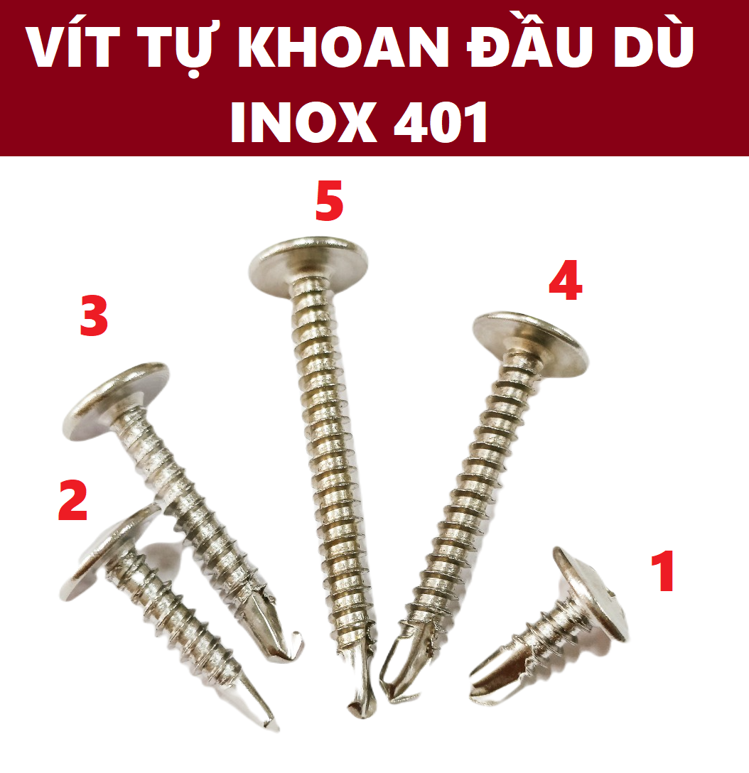 Vít đầu dù tự khoan inox 401