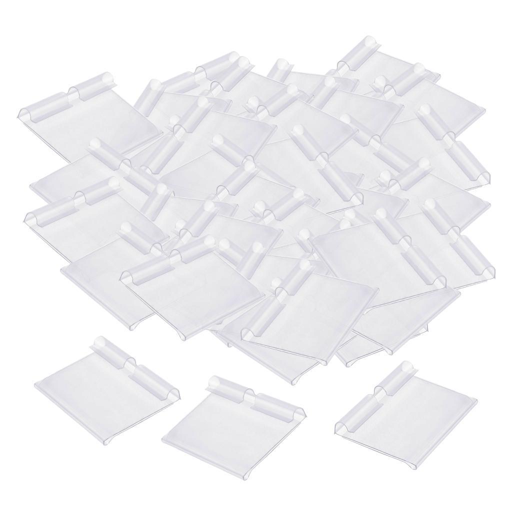 3x Pack of 50 Transparent Plastic Merchandise Shelf Price Tag Label Holder for Shops Warehouse Reusable