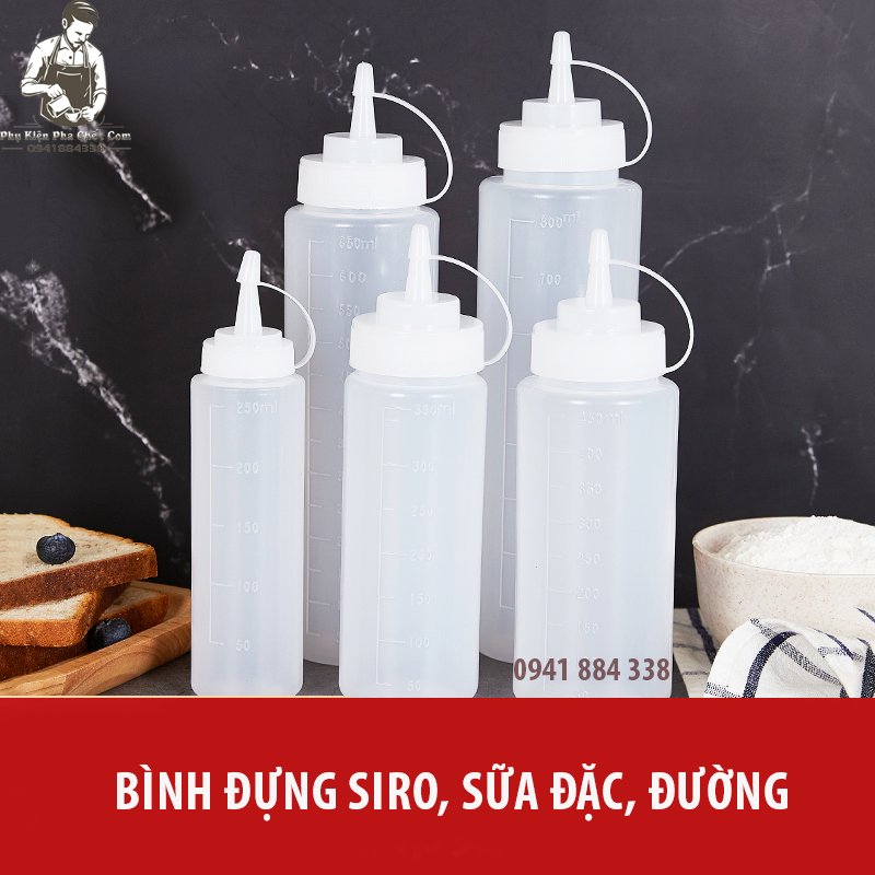 Bình Nhựa Đựng Sữa Đặc, Đường, Tương Ơt