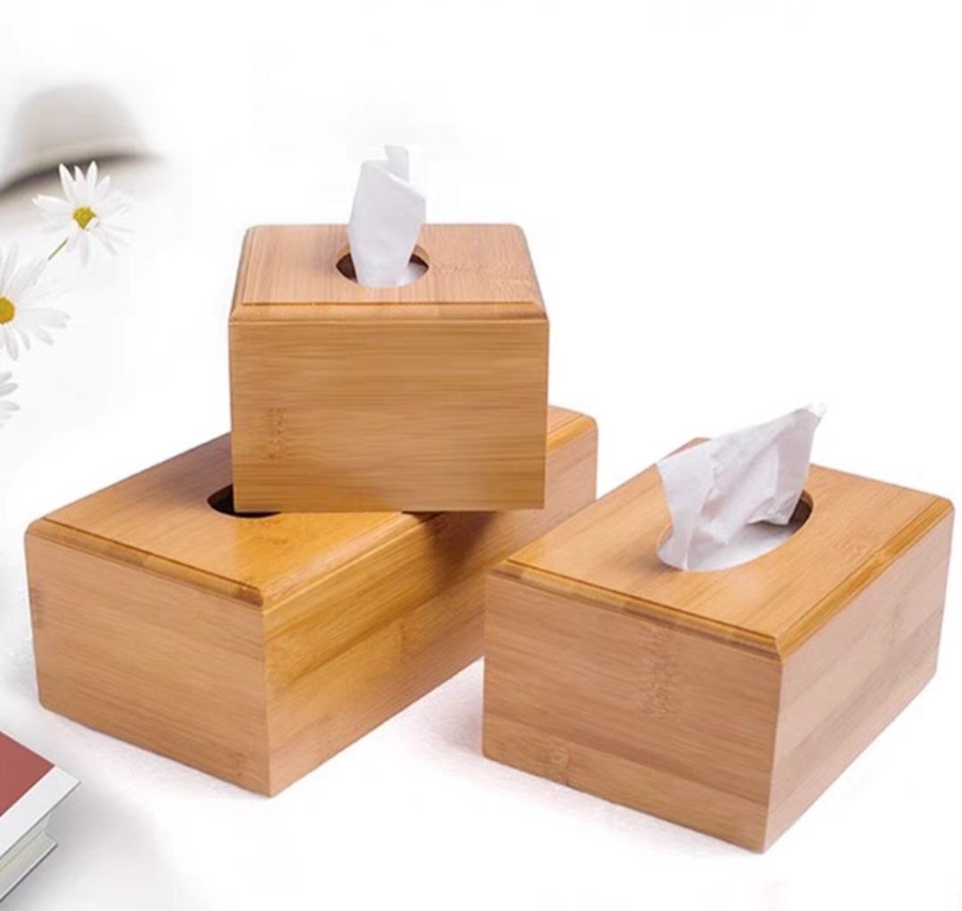 Hộp Gỗ Tre Đựng Giấy Ăn 4 Mặt Chữ Nhật Cao Cấp