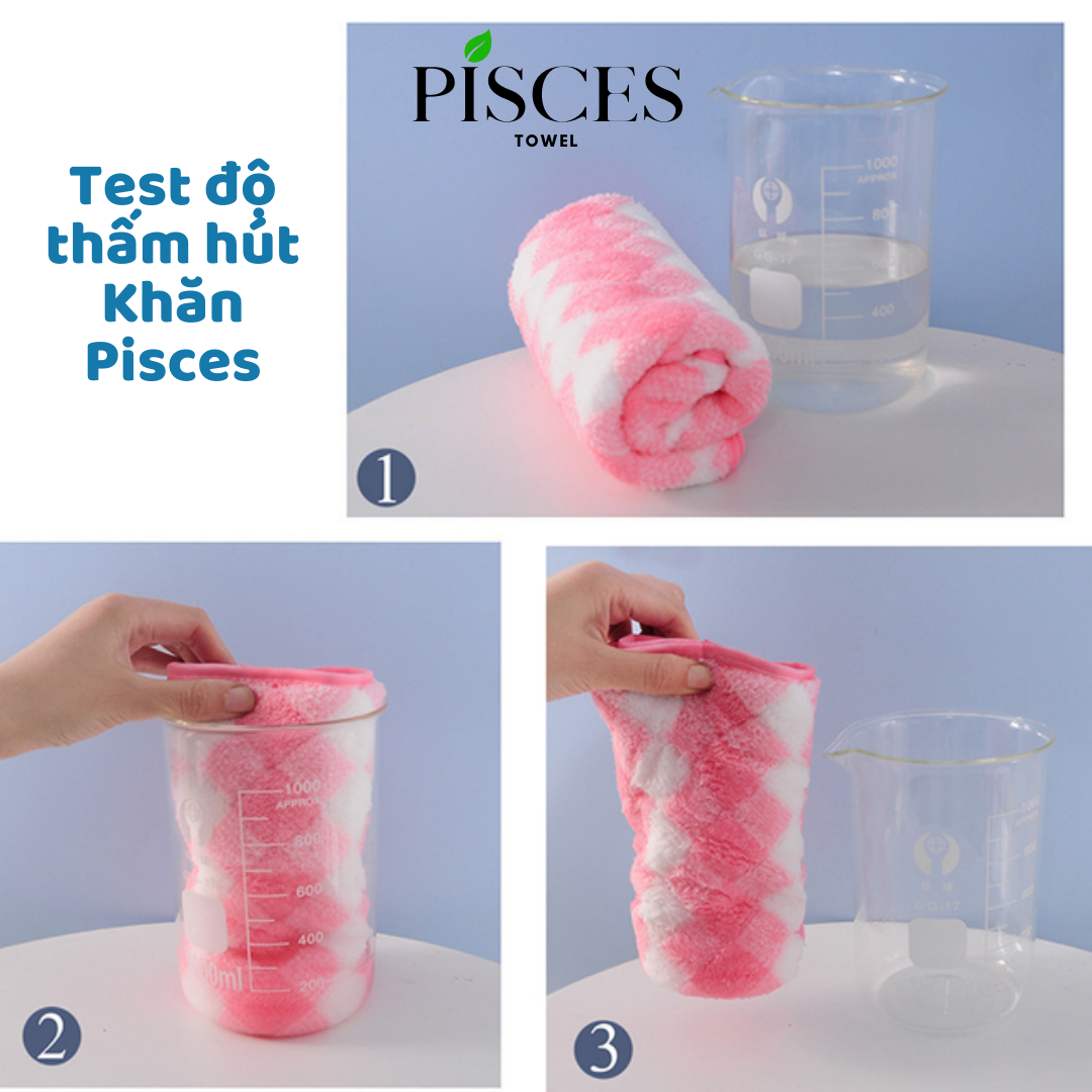 Khăn Mặt PISCES TOWEL 35x75cm Caro Cotton Mềm Mại, Khăn Spa Yoga Gym Thể Thao Thấm Hút Mồ Hôi - Xanh ngọc, Xanh ngọc