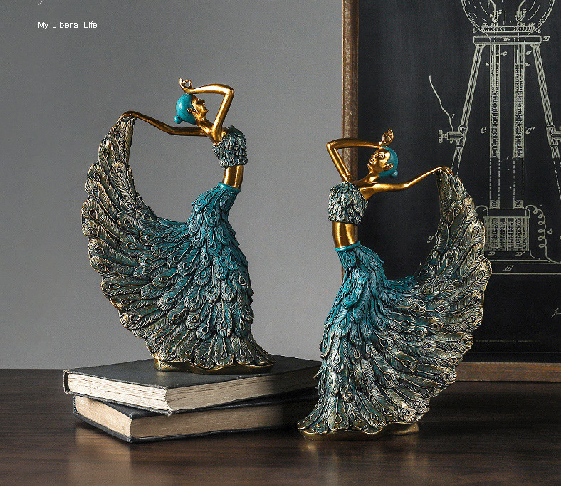 Cô Gái Khiêu Vũ Chim Công - Décor Nghệ thuật, Để Bàn, Kệ Tủ, Kệ Sách