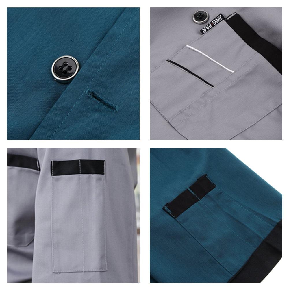 2 Pieces Chef Jacket Uniform Short Sleeve Kitchen Cook Coats For Mens Womens
