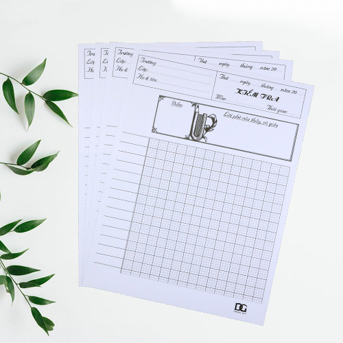 Giấy kiểm tra 4 ô ly giấy trắng dày 100gsm chống hằn lem với tất cả các loại bút, bảng kẻ sẵn tiện lợi,15 tờ đôi GKT01 Green Art - Hàng chính hãng