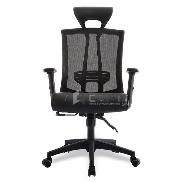 Ghế làm việc Quản lý Trưởng phòng màu đen CM4252-M Nội thất Capta Lưng lưới nhập khẩu nệm ngồi vải tay nhựa chữ T chân nhựa xoay màu đen hcm