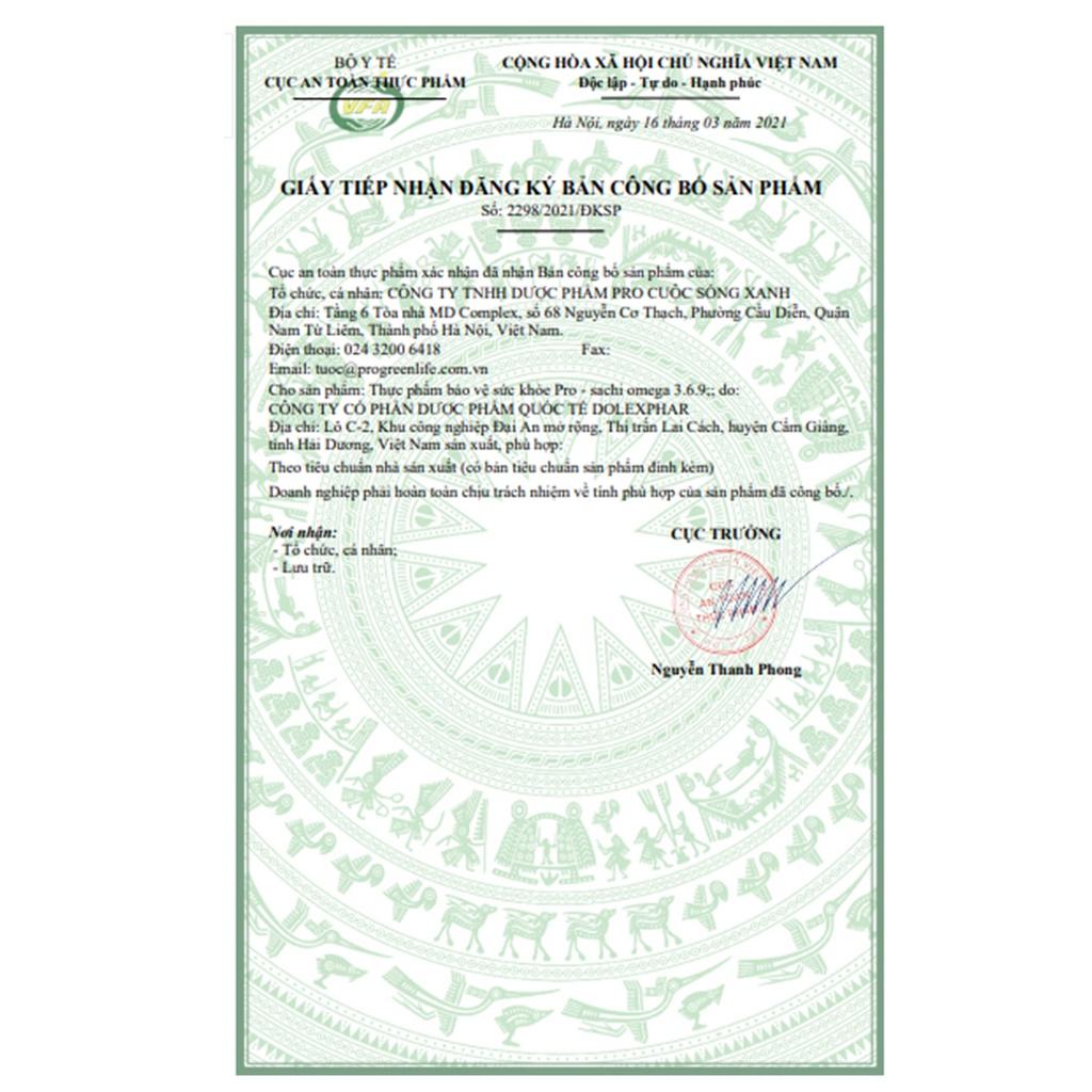 Viên Uống Bổ Sung Omega 369 từ thực vật, Pro Sachi Omega 3.6.9 Thương Hiệu Pro Green Life , Hộp 30 Viên
