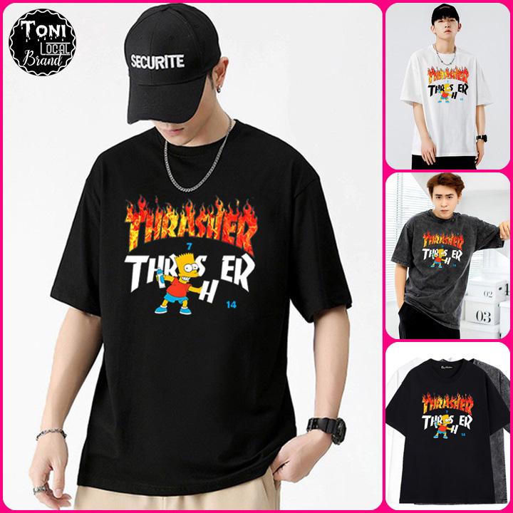 Áo Thun Tay Lỡ Local Brand THRASHER Cotton 100 form rộng nam nữ Unisex