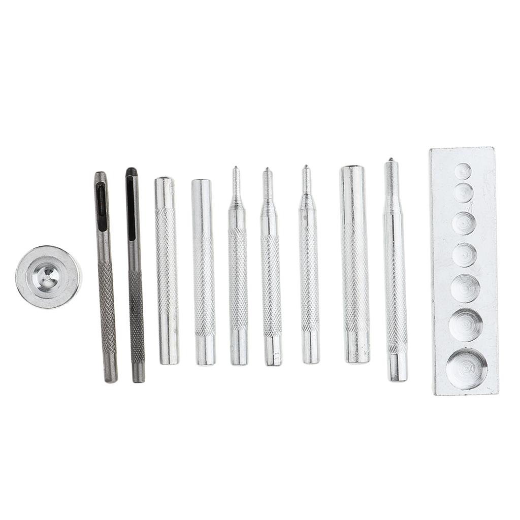 Die Punch Hole Snap Rivet Button Base Kit for DIY Leather Craft Tool 11Pcs