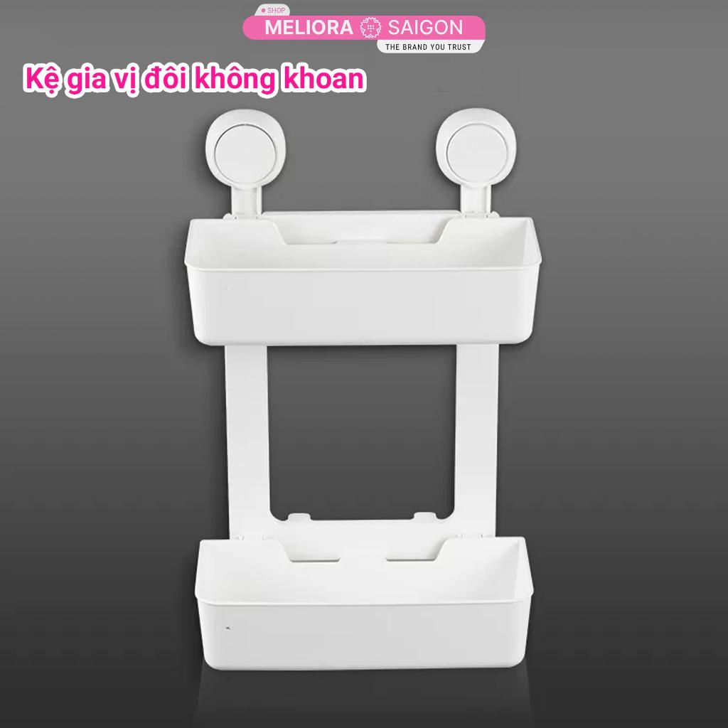 Giá treo tường 2 tầng cao cấp MELIORA không khoan tường tải treo 10kg chống nước tái sử dụng hút chân không SG635