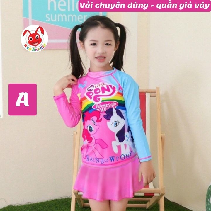 Đồ bơi bé gái tay dài hình Elsa - Pony từ 10-39kg -quần giả váy tạo kín đáo- Kiến Lửa