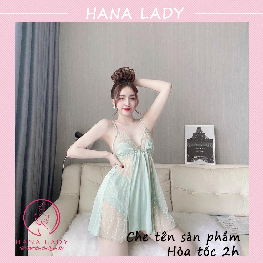 Váy ngủ sexy, đầm ngủ lụa phối ren chấm bi cao cấp còn quần quyến rũ gợi cảm VN466