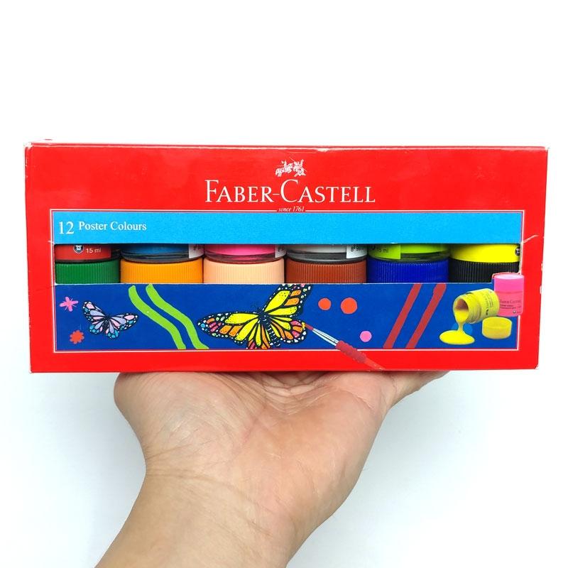 Hộp 12 Lọ Màu Nước Vẽ Poster - Faber-Castell 121003N (15ml/ Lọ)