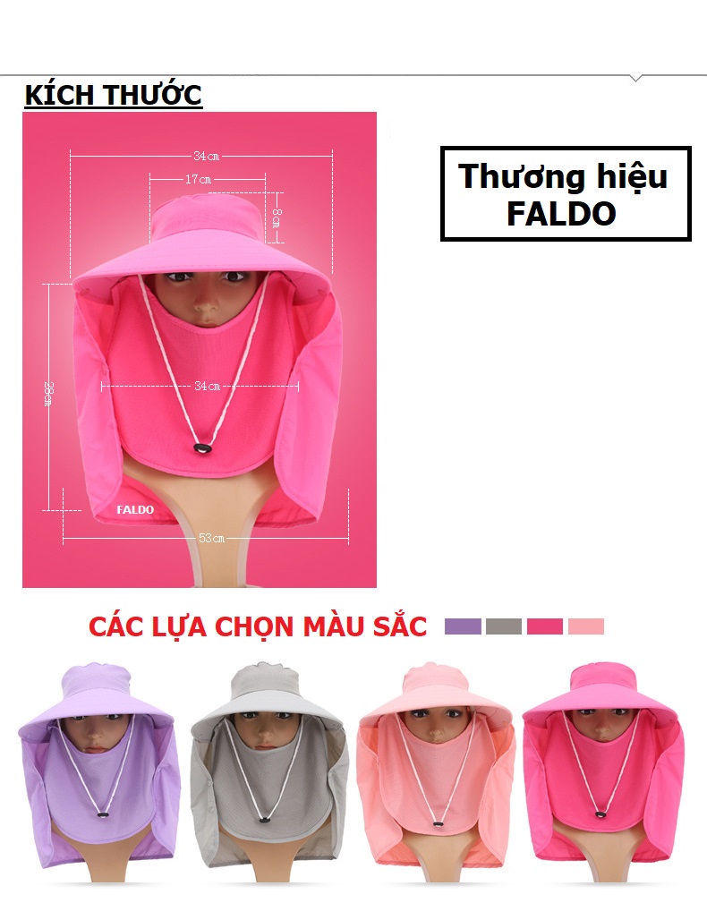 Mũ Nón Chống Nắng UV Vành Rộng Kết Hợp Khẩu Trang 360 Độ (Có thể tháo rời)