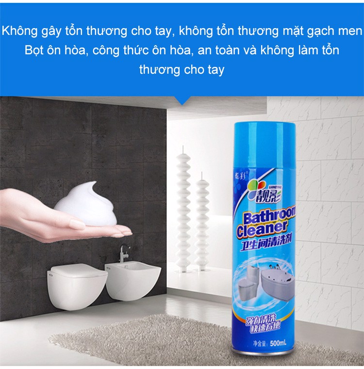 Bình xịt tẩy rửa, chai xịt bọt tuyết tây rửa vết ố, bẩn nhà tắm-nhà vệ sinh-500ml