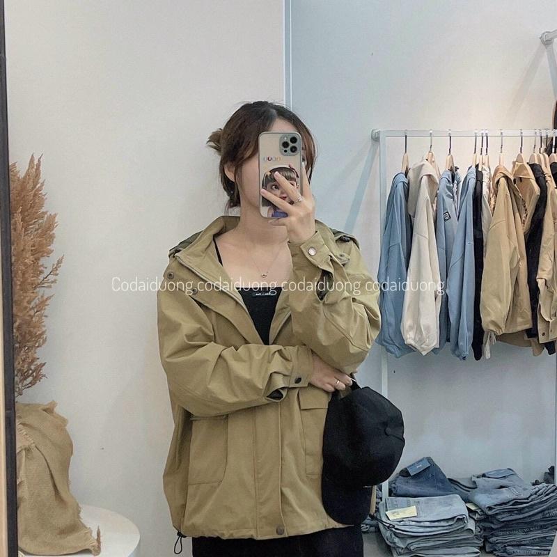 Áo khoác kaki 2 lớp túi hộp có nón trơn basic unisex ulzzag nam nữ