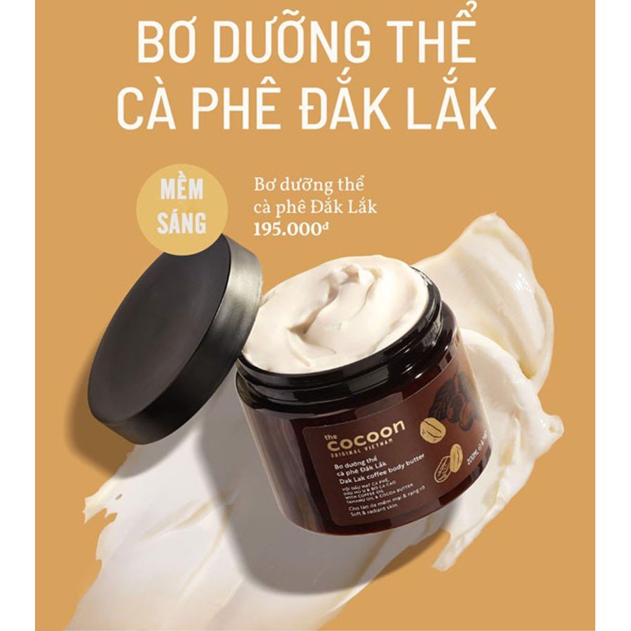 Bơ Dưỡng Thể Cocoon Cà Phê Đắk Lắk 200ml - Dưỡng ẩm toàn thân - Cocoon Dak Lak Coffee Body Butter