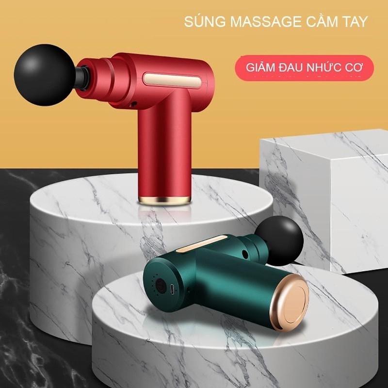 Máy massage đấm lưng cầm tay đa năng Súng mát xa cổ vai gáy giảm co cứng cơ với 4 đầu và 6 chế độ
