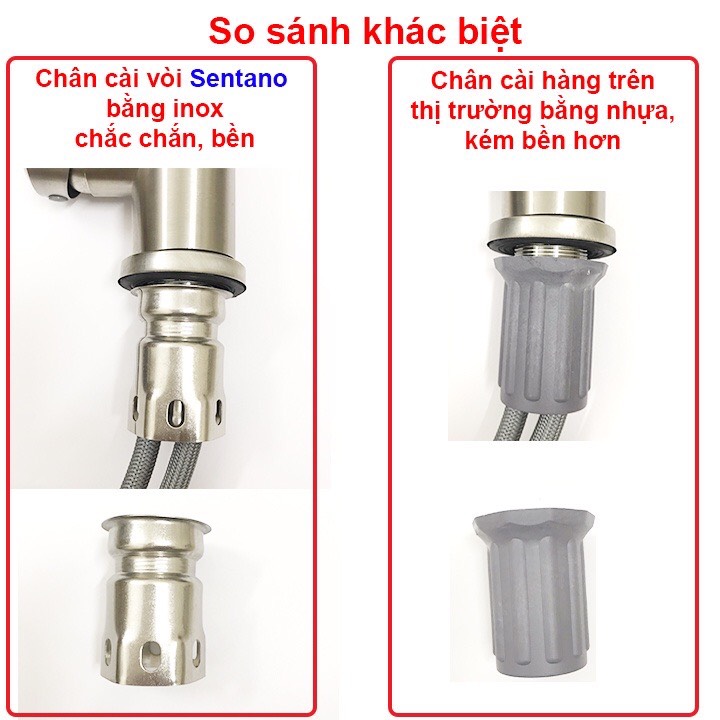 Vòi rửa chén bát Nóng Lạnh Có dây kéo rút tiện lợi chất liệu inox sus304 Xoay 360 độ Tặng kèm cặp dây cấp Nóng lạnh