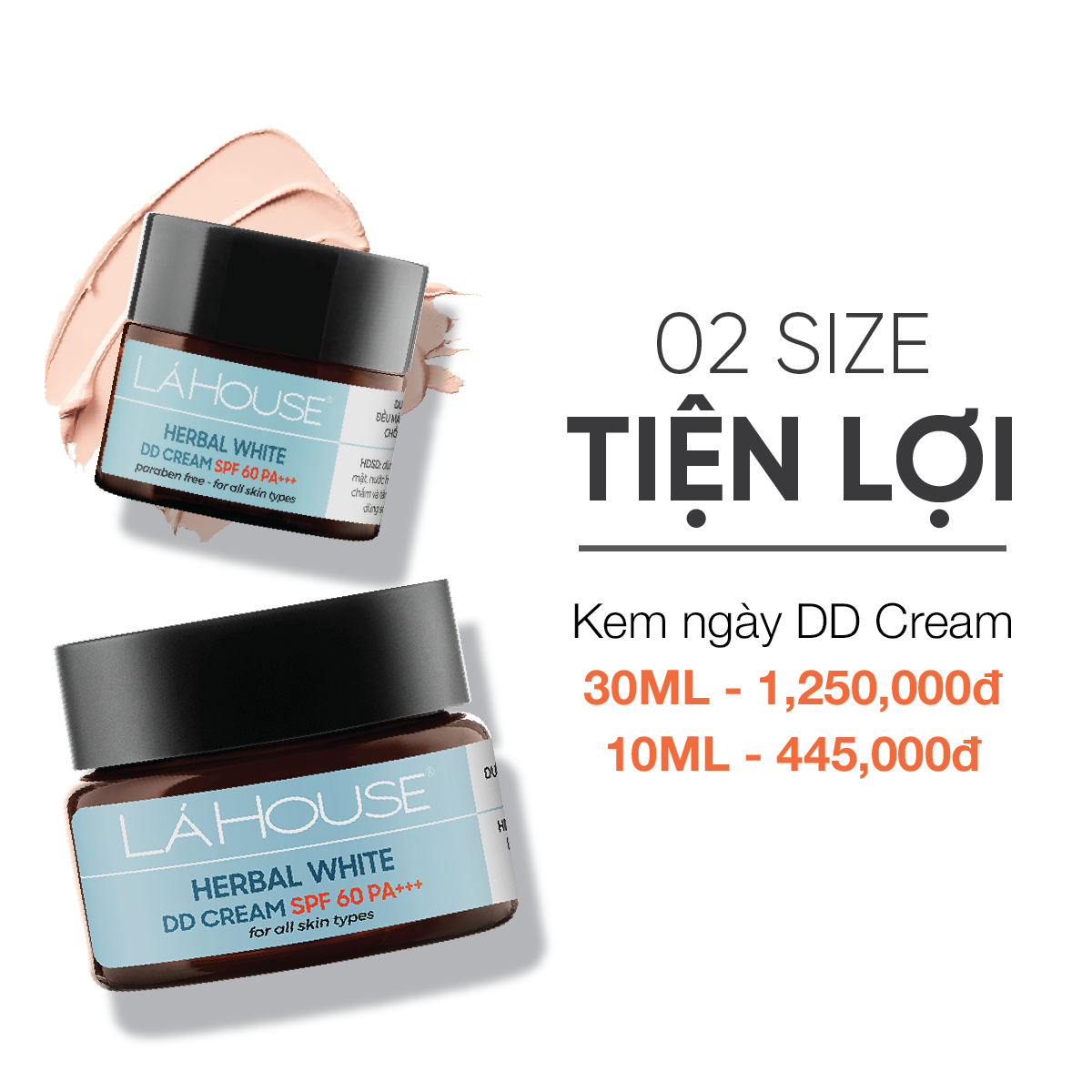 Kem dưỡng ngày trắng da, làm sáng da,làm mờ dấu hiệu lão hóa da Lá House Herbal White DD Cream SPF 60PA+++ 10ml/30ml