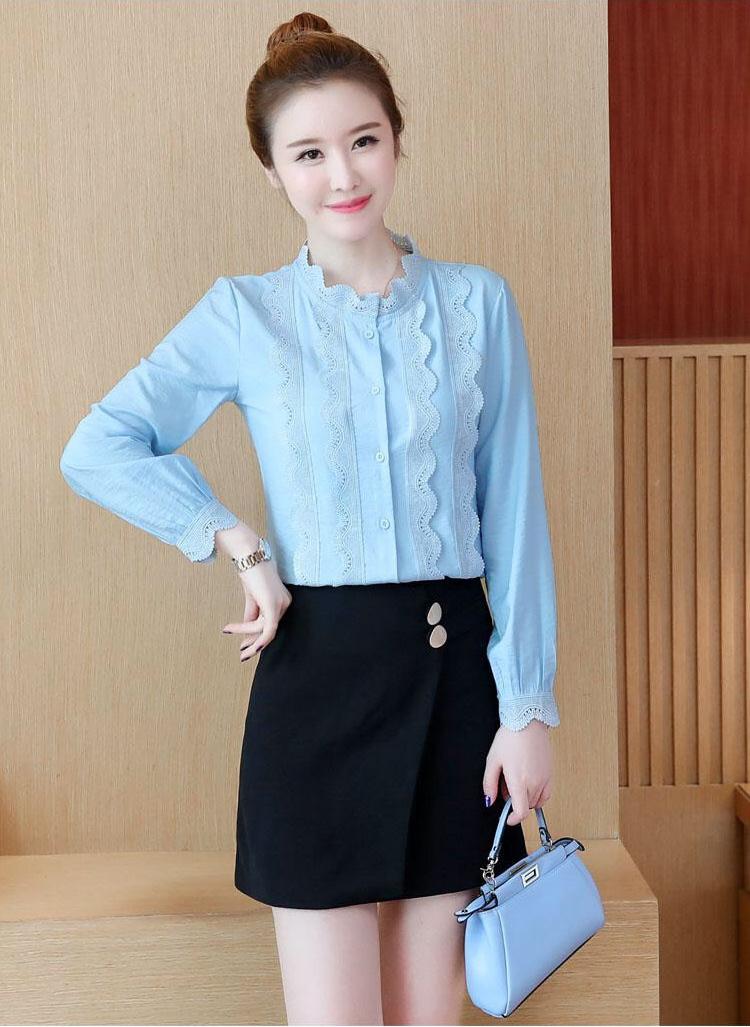 Áo sơ mi kiểu phôi ren ngực NT6366A