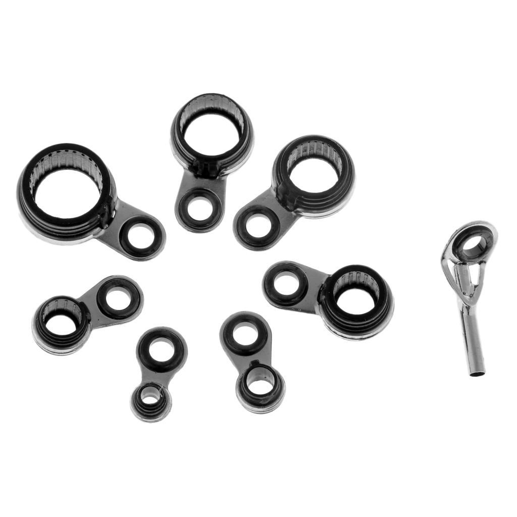 2x8pcs Mixed Size Fishing Rod Guides Eye Ring Top Tip Line Ring Rod Repair Kit