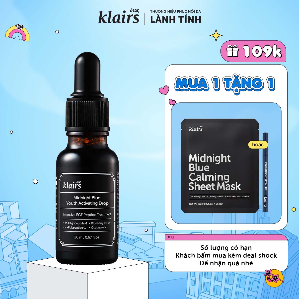 Tinh Chất Dưỡng Da Dear Klairs Midnight Blue Youth Activating Drop 20Ml