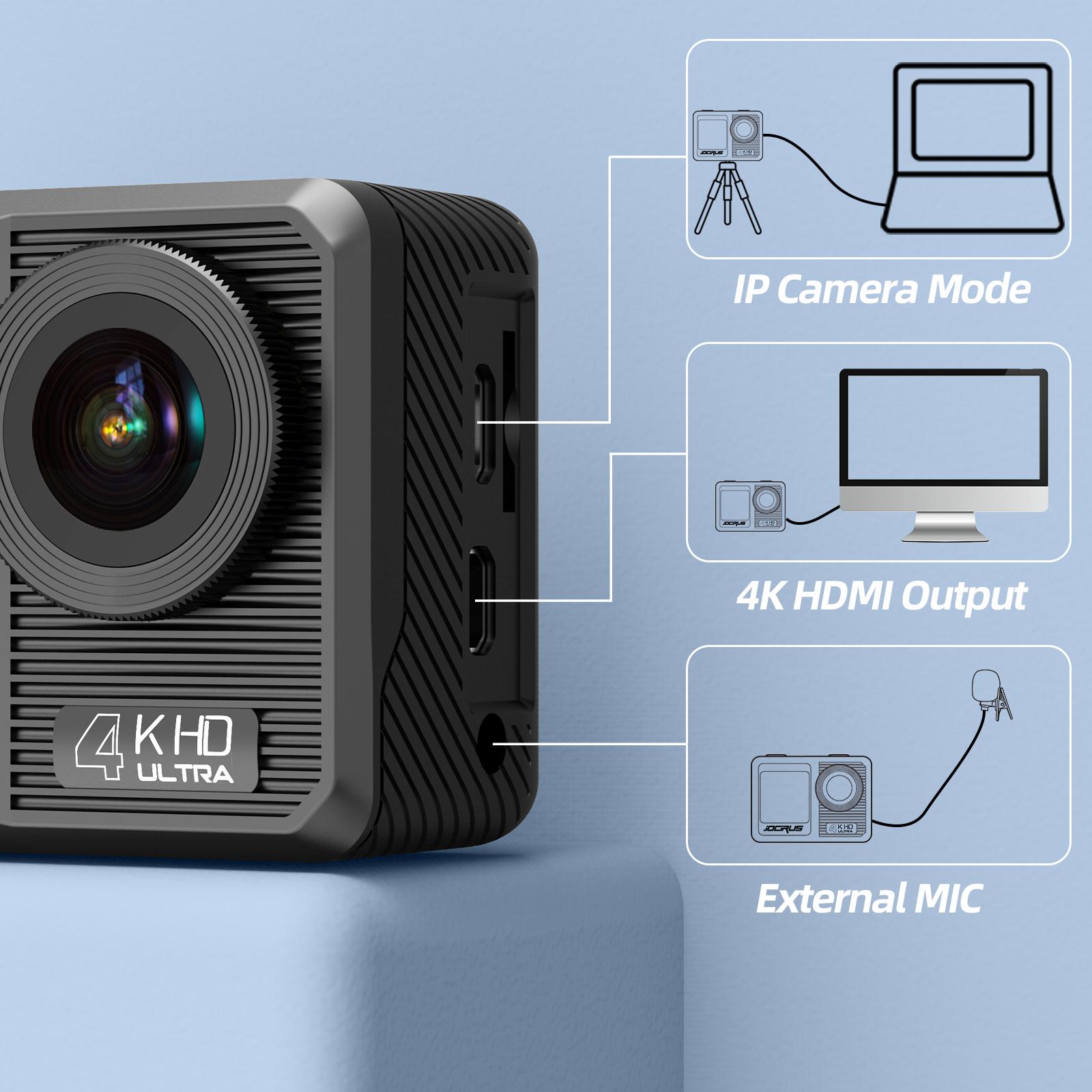 Camera hành động Ultra HD 4K 60/30fps 1080p 60fps WiFi 2.4g Hz 170d dưới nước Ghi lại mũ bảo hiểm không thấm nước