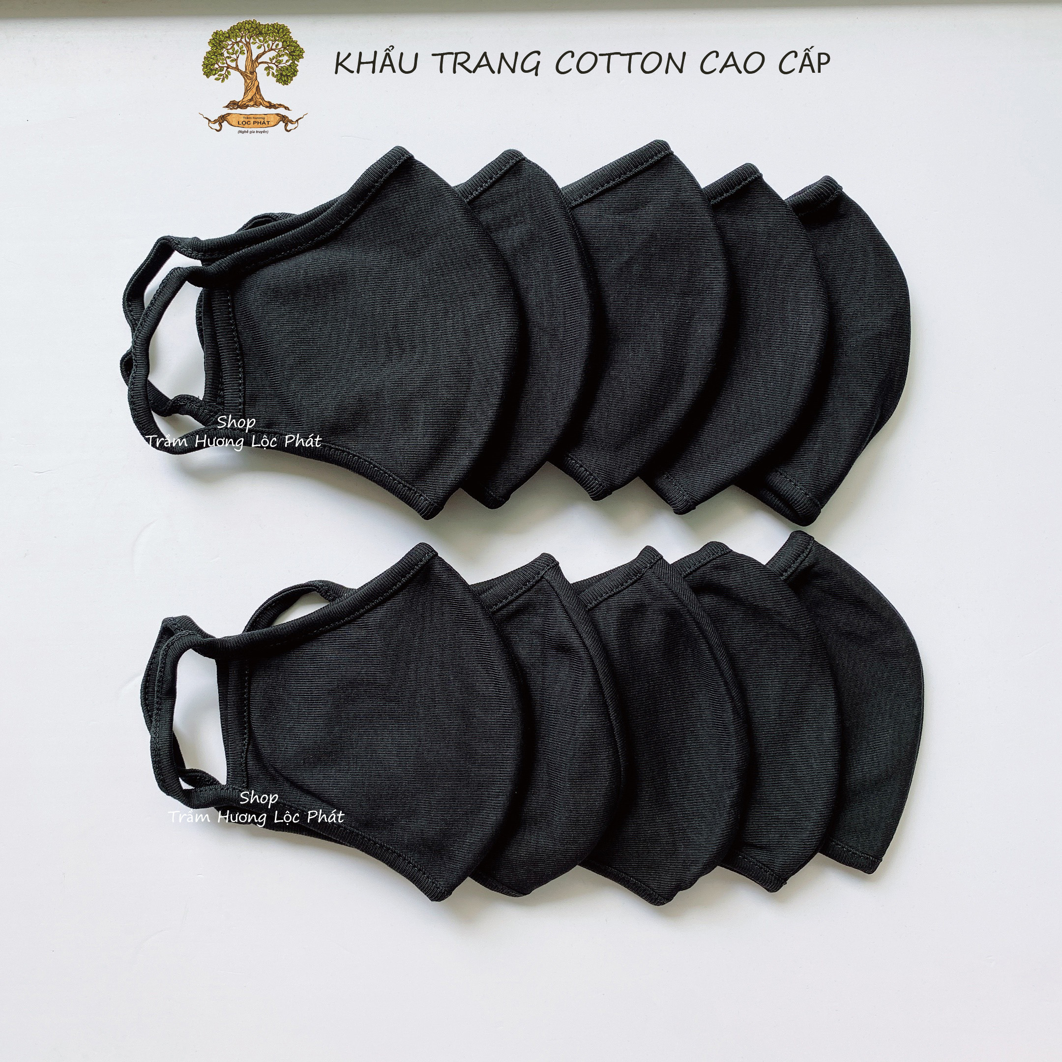 Khẩu Trang Vải Nam Nữ Khẩu Trang Màu Đen Huyên Bí Cotton Nhật Cao Cấp Chống Nắng Combo 10 Cái