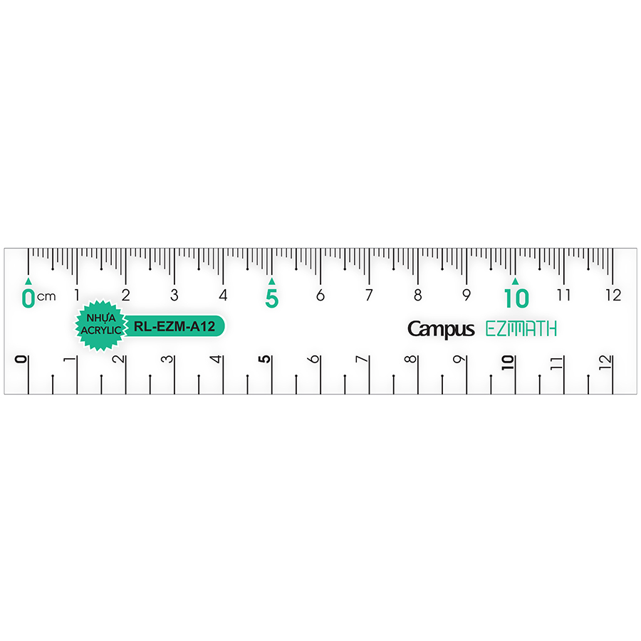 Thước Kẻ Campus Acrylic 12cm - RL-EZM-A12 - Màu Xanh Lá