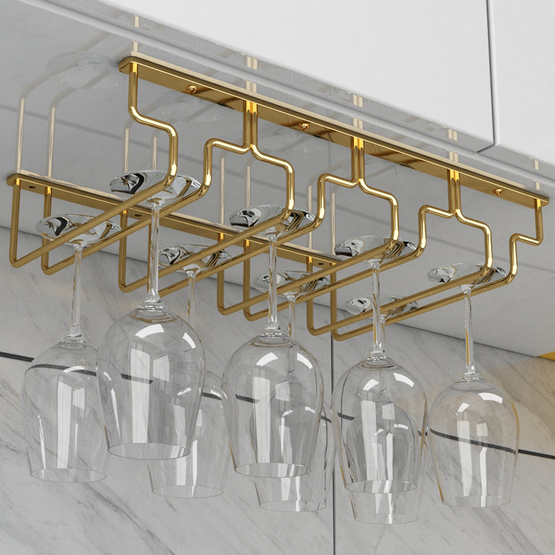 Giá Treo Ly Rượu Inox Mạ Vàng Quầy Bar 9-12 Ly Cao Cấp - Hàng Nhập Khẩu